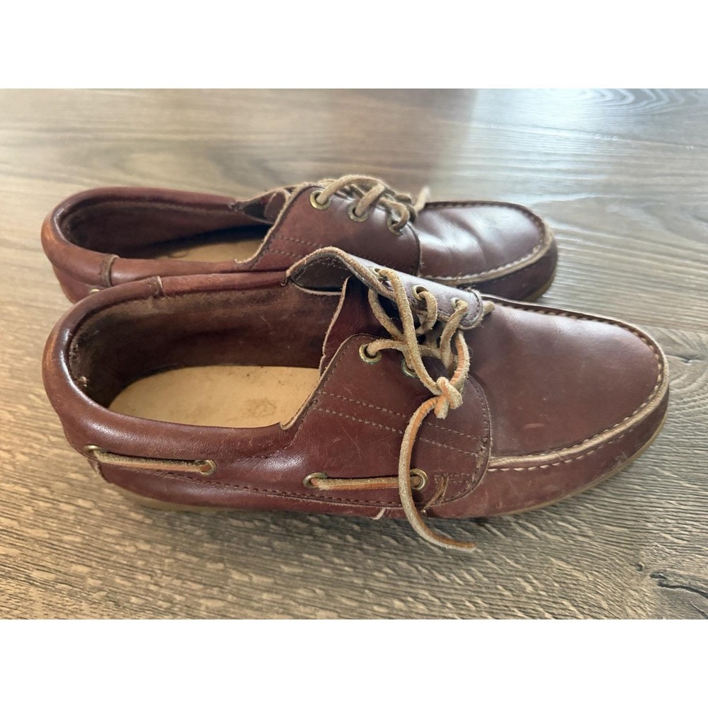 Vintage Leather Boat Brown Shoes Leather Shoe Laces Woman's Size 8